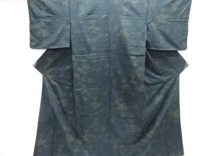 枝花模様織り出し手織り紬着物